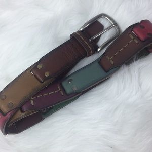 FOSSIL Leather Belt- Brown, red, purple